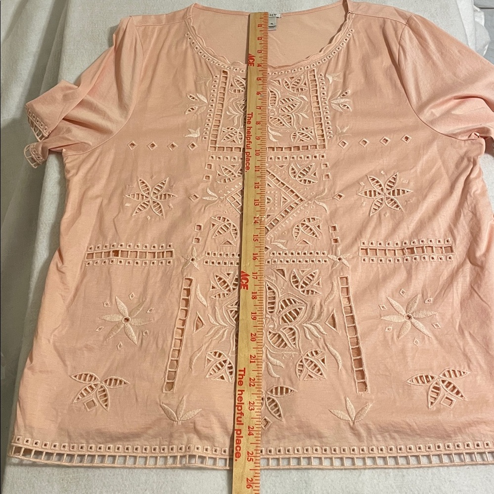 J. Crew Peach Embroidered Cutwork Tunic - Picture 12 of 13